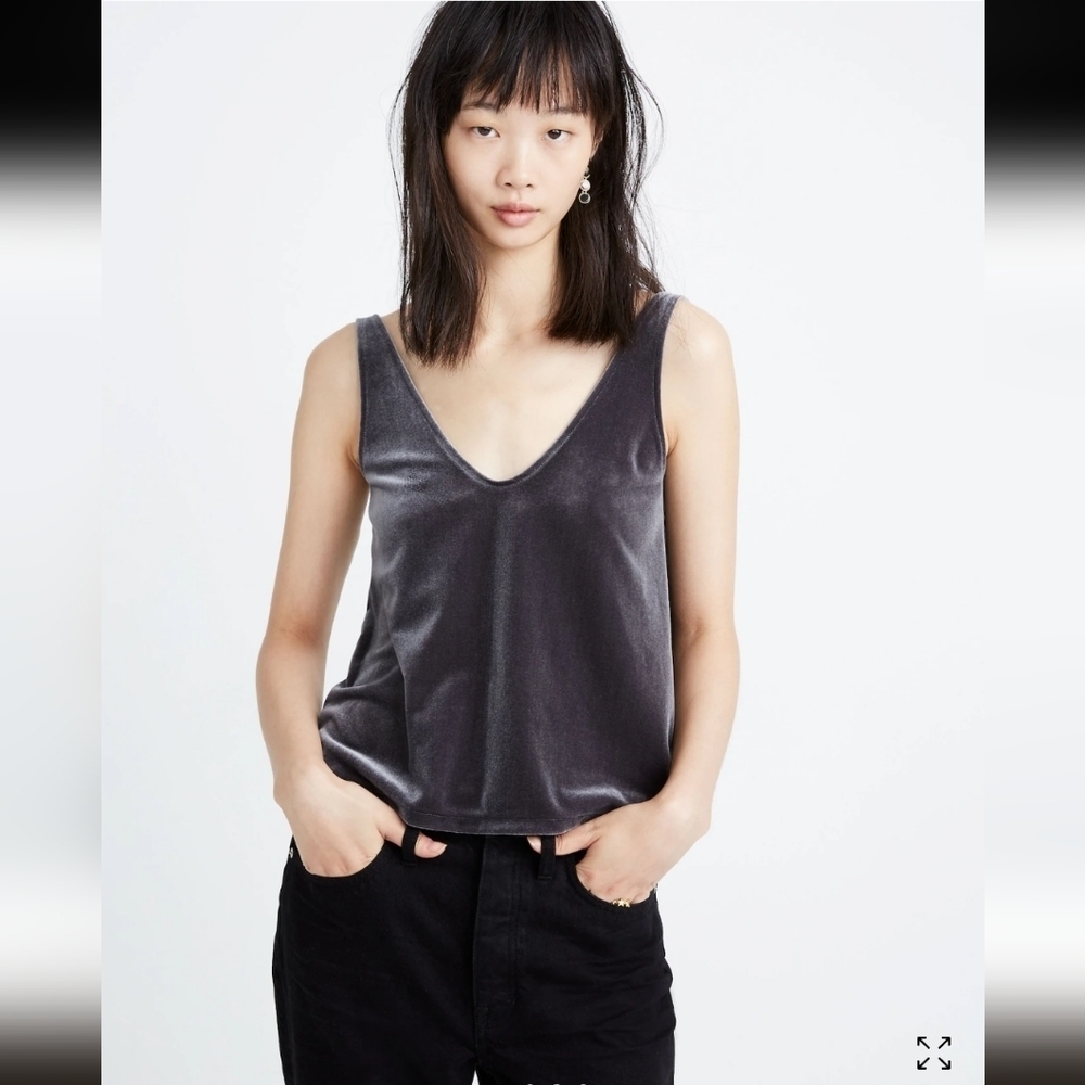 Madewell Velvet Camisole in Grey_XXS